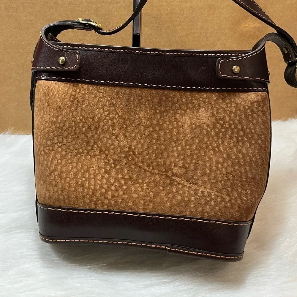 Orifaz Zafiro Argentina Suede Leather Bucket Purse wt adjustable shoulder strap